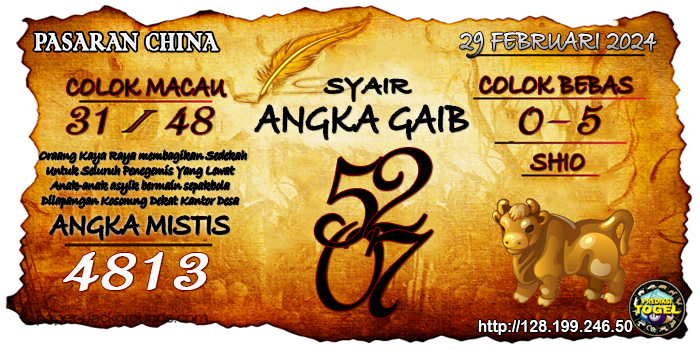 Prediksi Togel China Kamis 29 Februari 2024