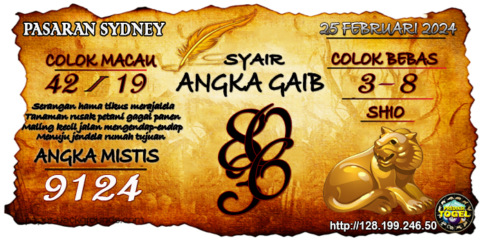 Prediksi Togel Sydney Minggu 25 Februari 2024