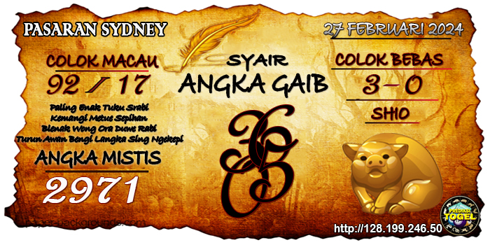 Prediksi Togel Sydney Selasa 27 Februari 2024