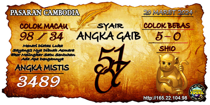 SYAIR TOGEL CAMBODIA HARI INI Rabu 20 Maret 2024