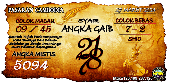 SYAIR TOGEL CAMBODIA HARI INI Rabu 27 Maret 2024