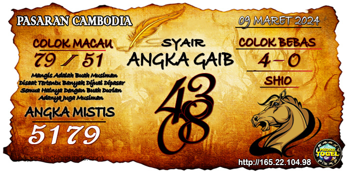 SYAIR TOGEL CAMBODIA HARI INI Sabtu 09 Maret 2024