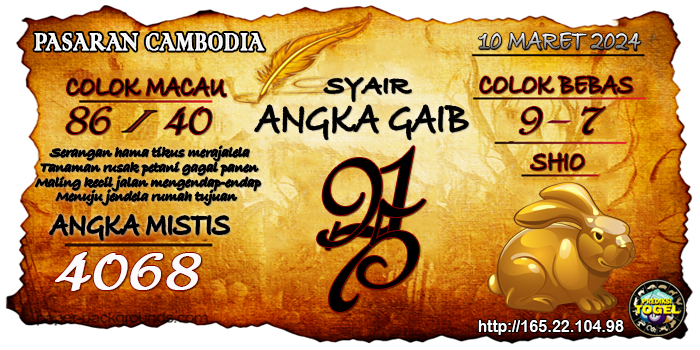 SYAIR TOGEL CAMBODIA HARI INI Minggu 10 Maret 2024