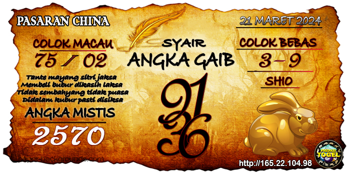 Prediksi Togel China Kamis 21 Maret 2024