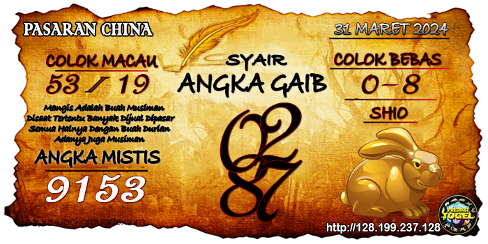 Prediksi Togel China Minggu 31 Maret 2024