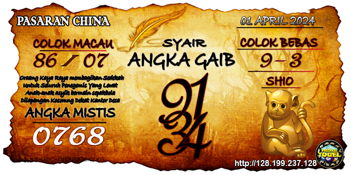 Prediksi Togel China Senin 01 April 2024