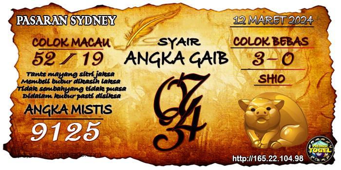 Prediksi Togel Sydney Selasa 12 Maret 2024