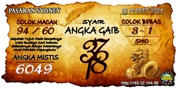 Prediksi Togel Sydney Selasa 19 Maret 2024