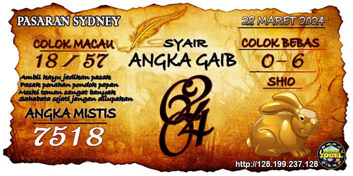 Prediksi Togel Sydney Kamis 28 Maret 2024