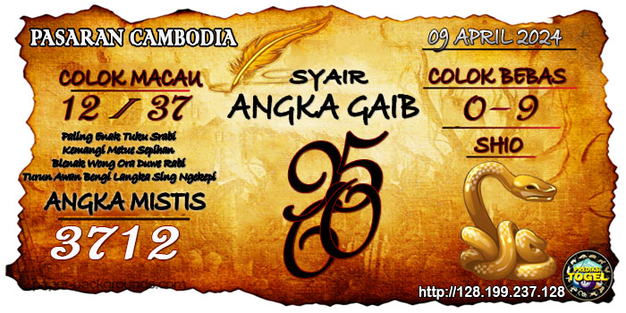 SYAIR TOGEL CAMBODIA HARI INI Selasa 09 April 2024