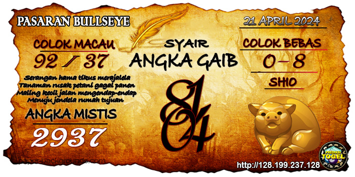 SYAIR ANGKA BULLSEYE HARI INI Minggu 21 April 2024