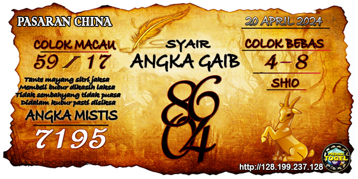 Prediksi Togel China Sabtu 20 April 2024