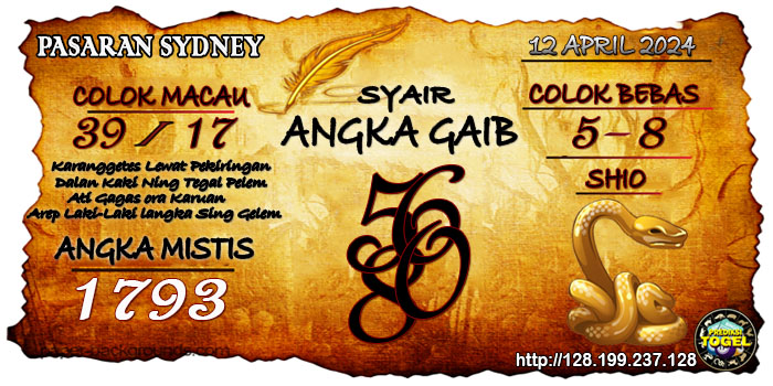 Prediksi Togel Sydney Jumat 12 April 2024