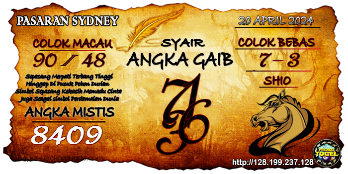 Prediksi Togel Sydney Sabtu 20 April 2024