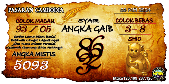 SYAIR TOGEL CAMBODIA HARI INI Senin 06 Mei 2024