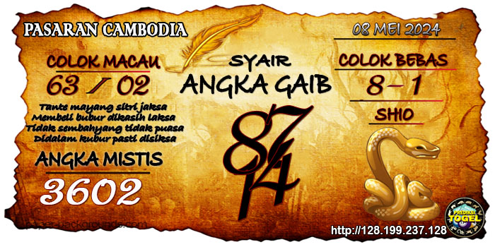 SYAIR TOGEL CAMBODIA HARI INI Rabu 08 Mei 2024