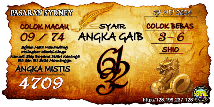 Prediksi Togel Sydney Selasa 07 Mei 2024