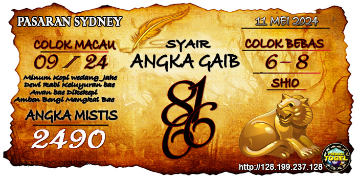 Prediksi Togel Sydney Sabtu 11 Mei 2024