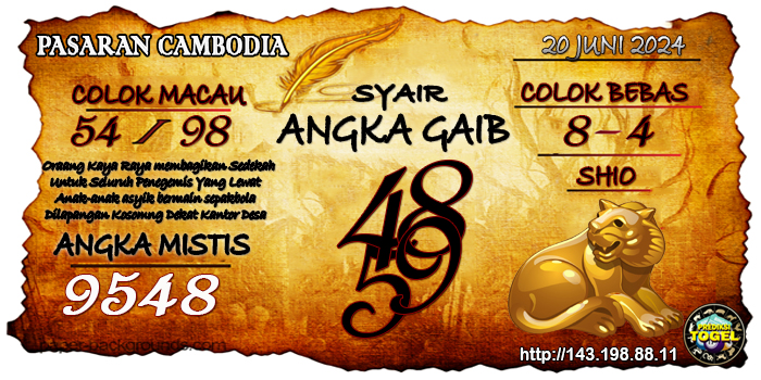 Prediksi Togel Cambodia Kamis 20 Juni 2024