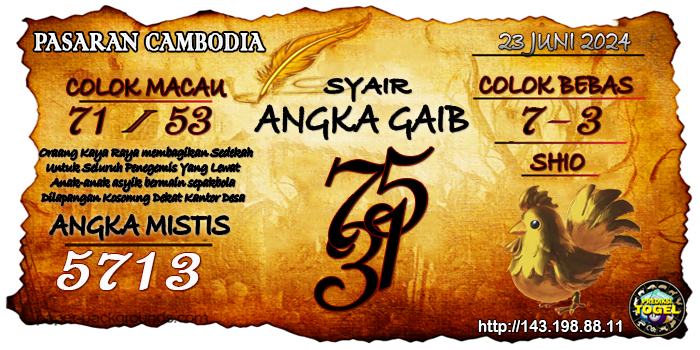 Prediksi Togel Cambodia Minggu 23 Juni 2024