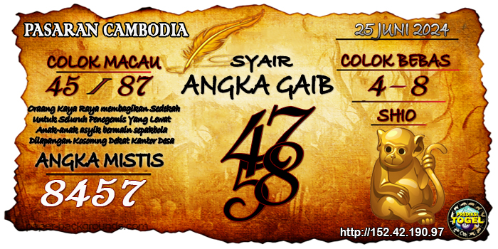 Prediksi Togel Cambodia Selasa 25 Juni 2024