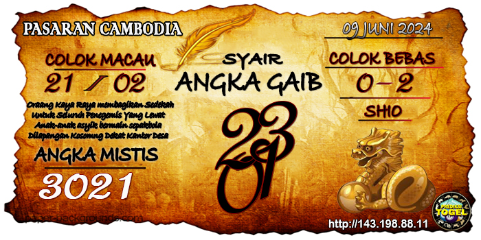 Prediksi Togel Cambodia Minggu 09 Juni 2024