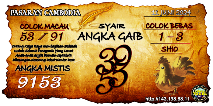 Prediksi Togel Cambodia Selasa 11 Juni 2024