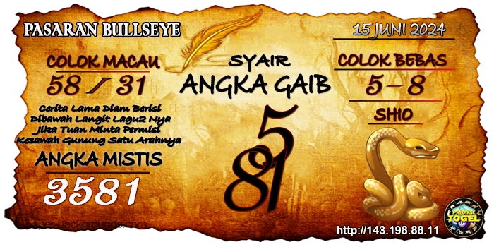 Prediksi Togel Bullseye Sabtu 15 Juni 2024