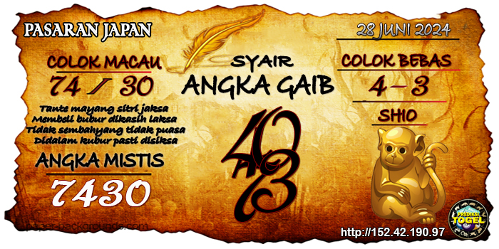 Prediksi Togel Japan Jumat 28 Juni 2024