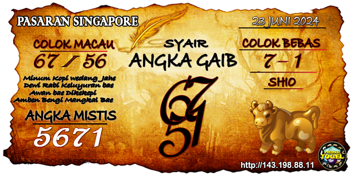 Prediksi Togel Singapore Minggu 23 Juni 2024