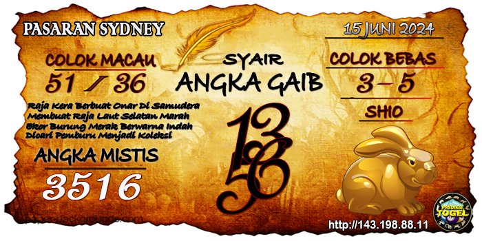 Prediksi Togel Sydney Sabtu 15 Juni 2024