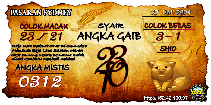 Prediksi Togel Sydney Kamis 27 Juni 2024