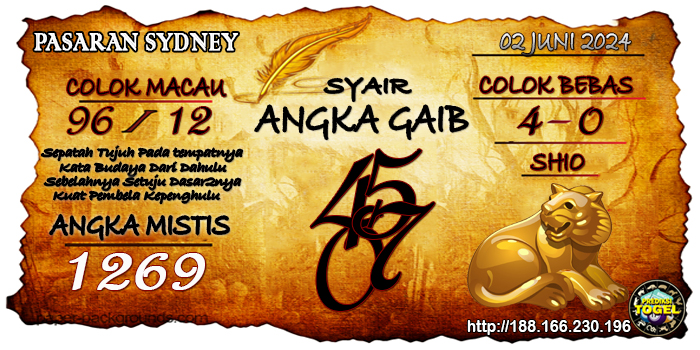 Prediksi Togel Sydney Minggu 02 Juni 2024