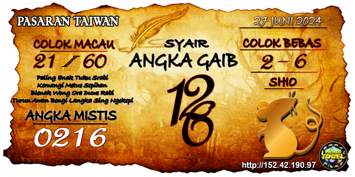 Prediksi Togel Taiwan Kamis 27 Juni 2024