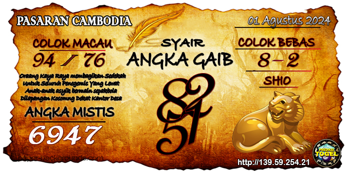 Prediksi Togel Cambodia Kamis 01 Agustus 2024