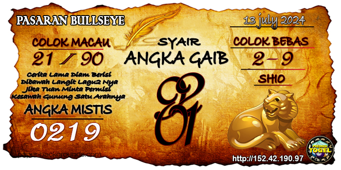 Prediksi Togel Bullseye Sabtu 13 Juli 2024