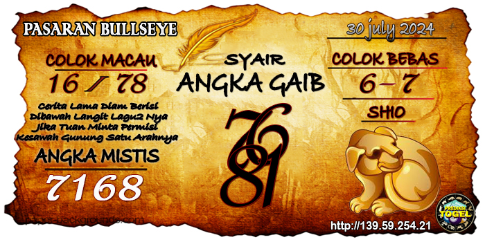 Prediksi Togel Bullseye Selasa 30 Juli 2024