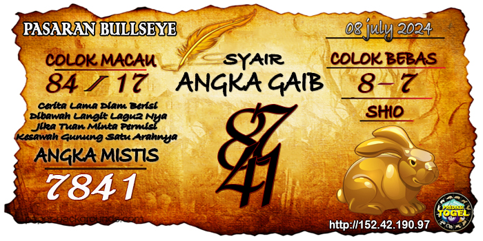 Prediksi Togel Bullseye Senin 8 Juli 2024