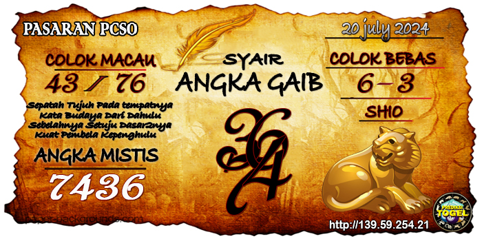 Prediksi Togel Pcso Sabtu 20 Juli 2024