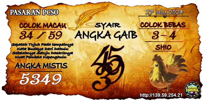 Prediksi Togel Pcso Sabtu 27 Juli 2024