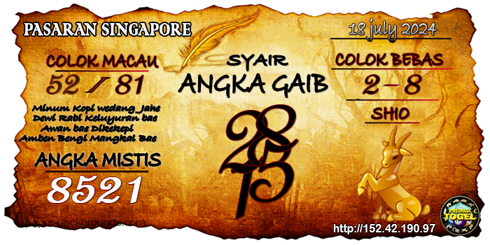 Prediksi Togel Singapore Kamis 18 Juli 2024