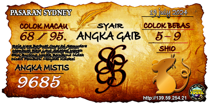 Prediksi Togel Sydney Jumat 19 Juli 2024