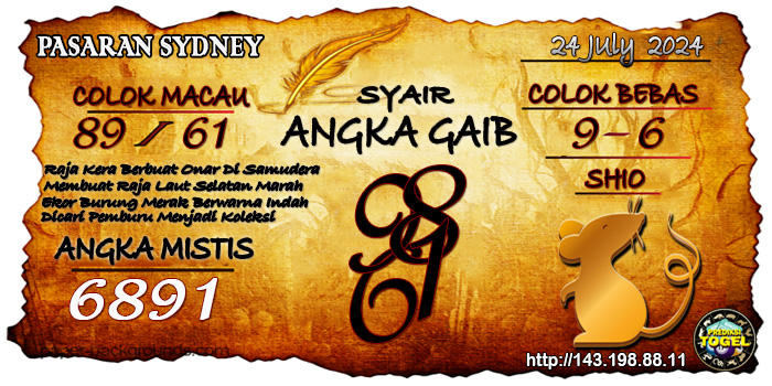 Prediksi Togel Sydney Rabu 24 Juli 2024