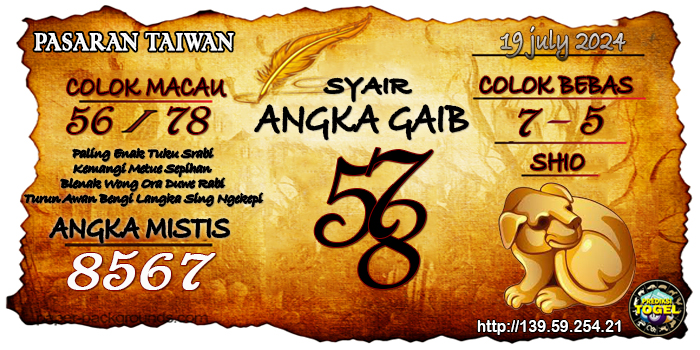 Prediksi Togel Taiwan Jumat 19 Juli 2024