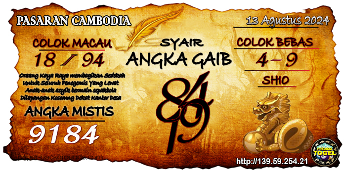 Prediksi Togel Cambodia Selasa 13 Agustus 2024