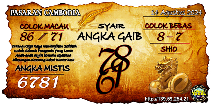 Prediksi Togel Cambodia Rabu 14 Agustus 2024