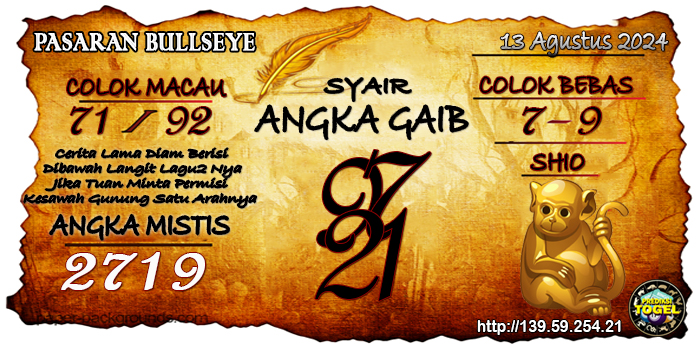 Prediksi Togel Bullseye Selasa 13 Agustus 2024