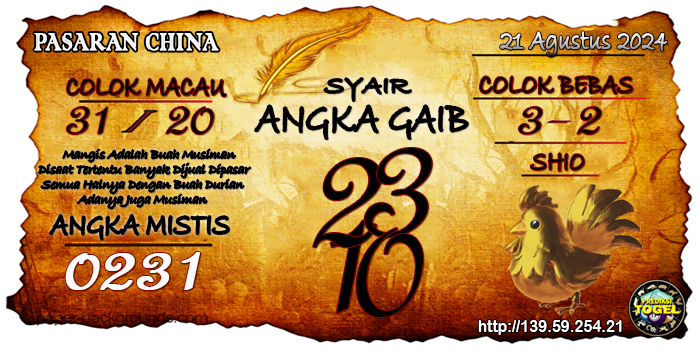 Prediksi Togel China Rabu 21 Agustus 2024