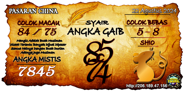 Prediksi Togel China Kamis 22 Agustus 2024