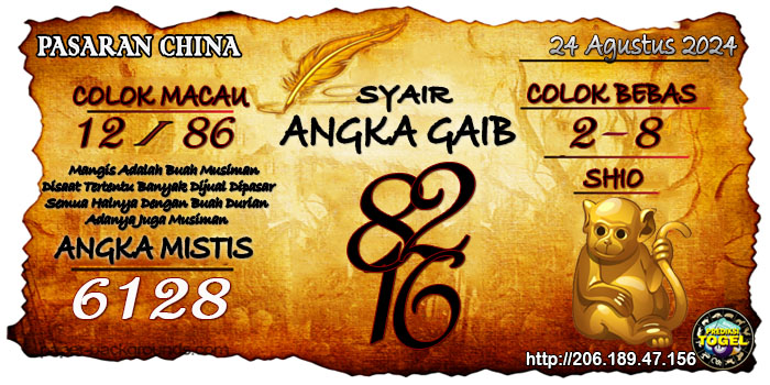 Prediksi Togel China Sabtu 24 Agustus 2024